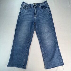 Oliver Logan Womens High Rise Raw Hem Blue Denim Jeans Size 33 Distressed Short